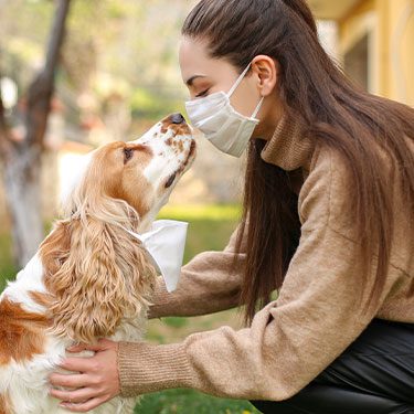 nose to nose with mask and dog
