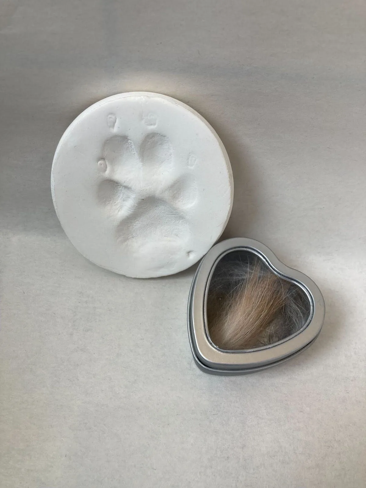 pet claw impression and fur clipping